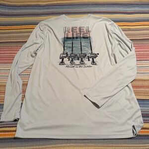 Reel Life Mens XL Fishing Shirt Long Sleeve Performance Graphic Blue RN174945